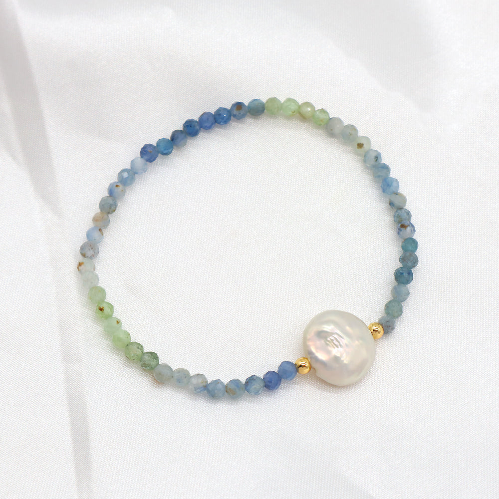 Colorful CZ Glass Crystal Beads Bracelet With Fresh Water Pearl