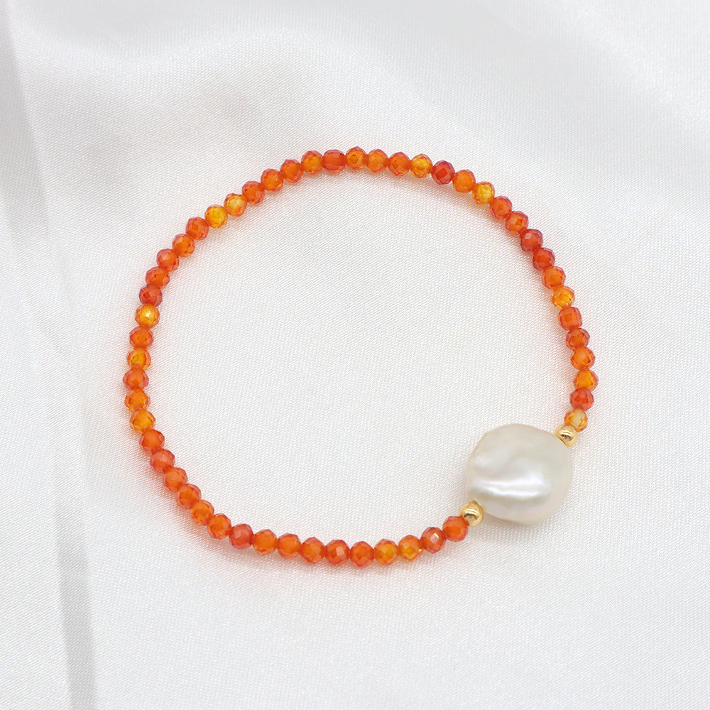 Colorful CZ Glass Crystal Beads Bracelet With Fresh Water Pearl