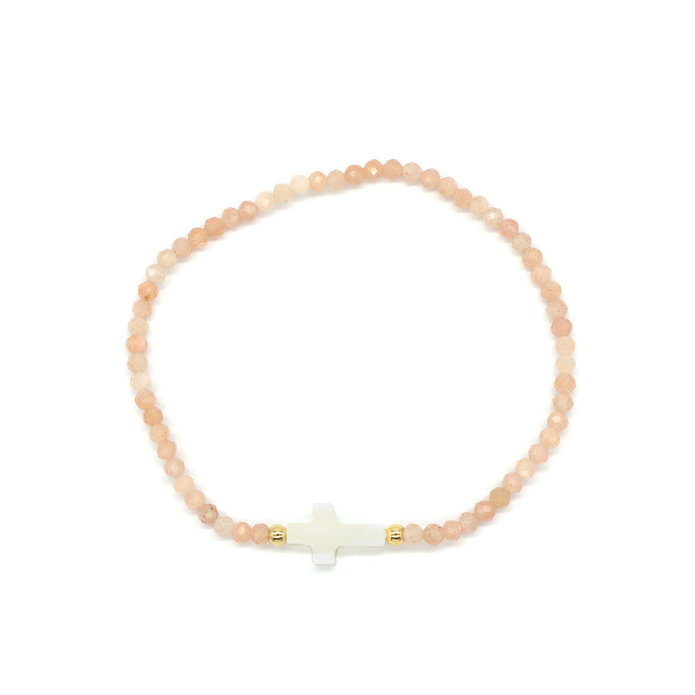 Natural Stone Shell Charms With 925 Sterling Silver Beads Elastic Bracelet