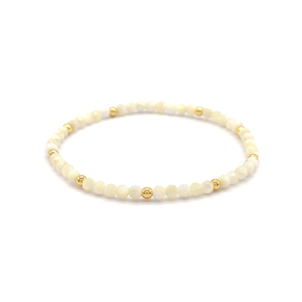 Natural Stone With 925 Sterling Silver Beads Elastic Bracelet