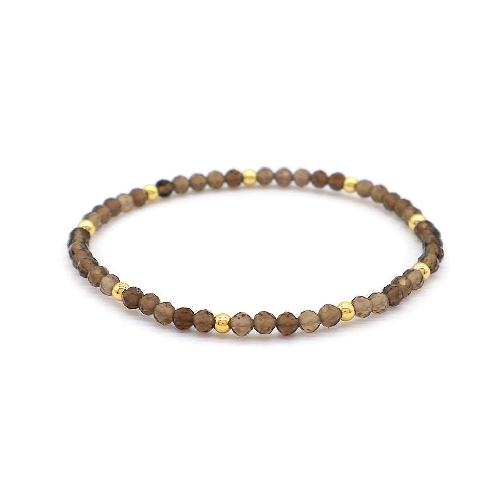 Natural Stone With 925 Sterling Silver Beads Elastic Bracelet