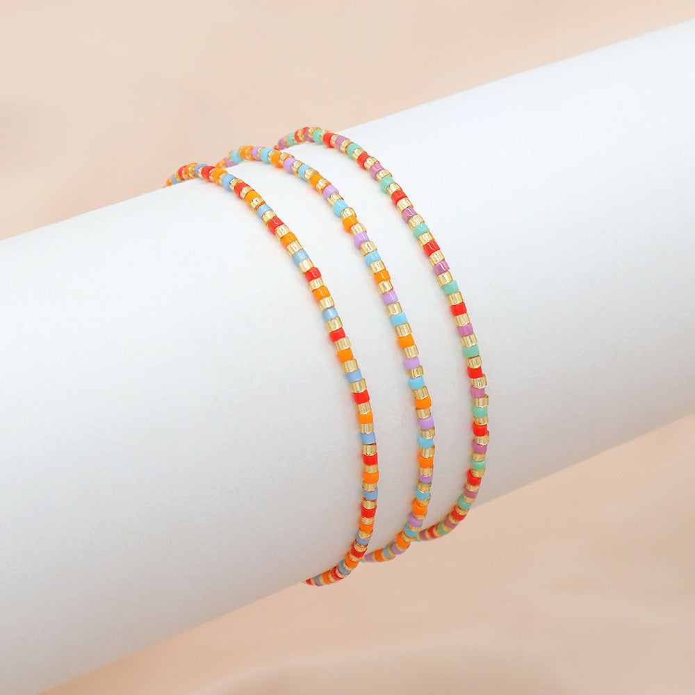 Multi-colour Miyuki Beads Elastic Adjustable Bracelet