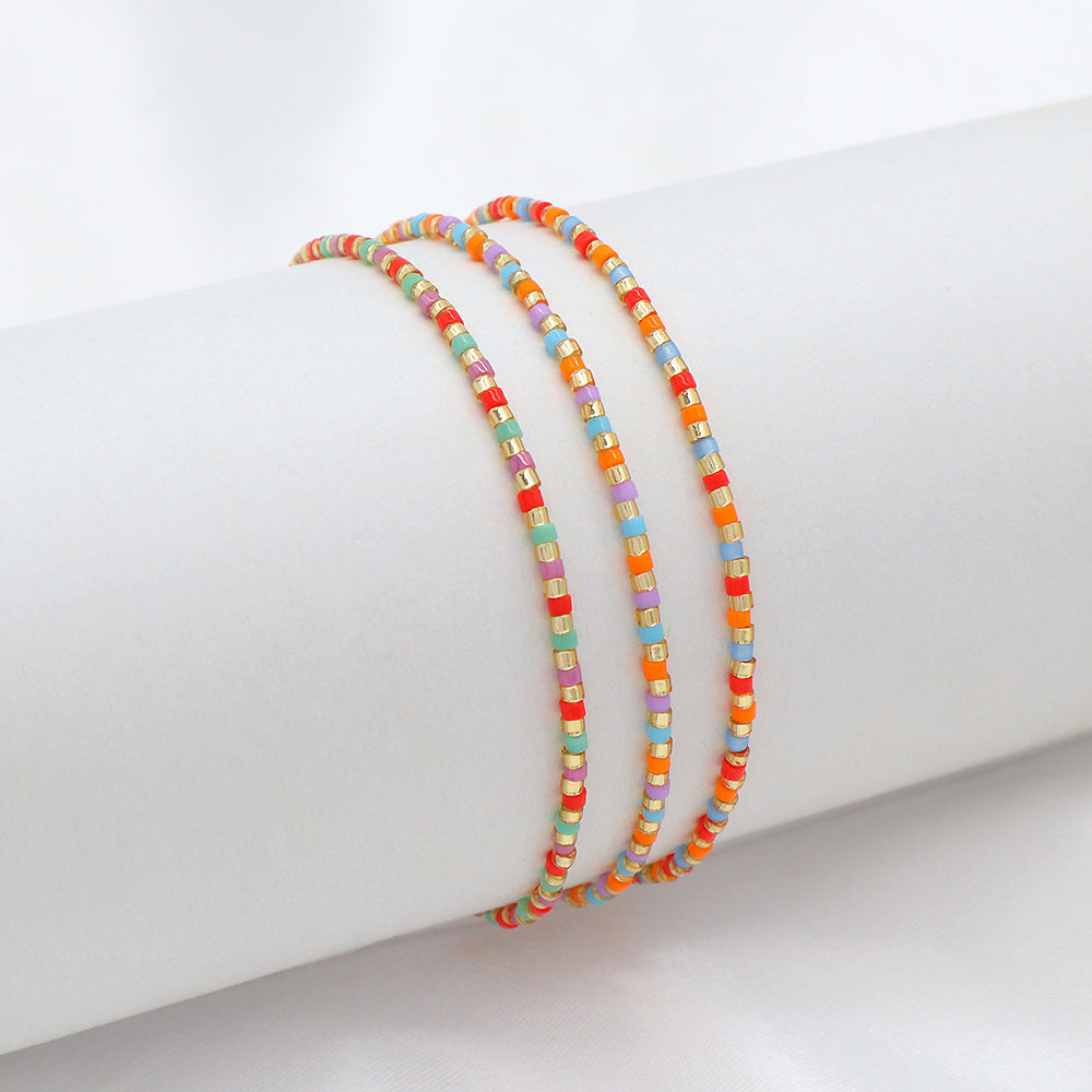 Multi-colour Miyuki Beads Elastic Adjustable Bracelet