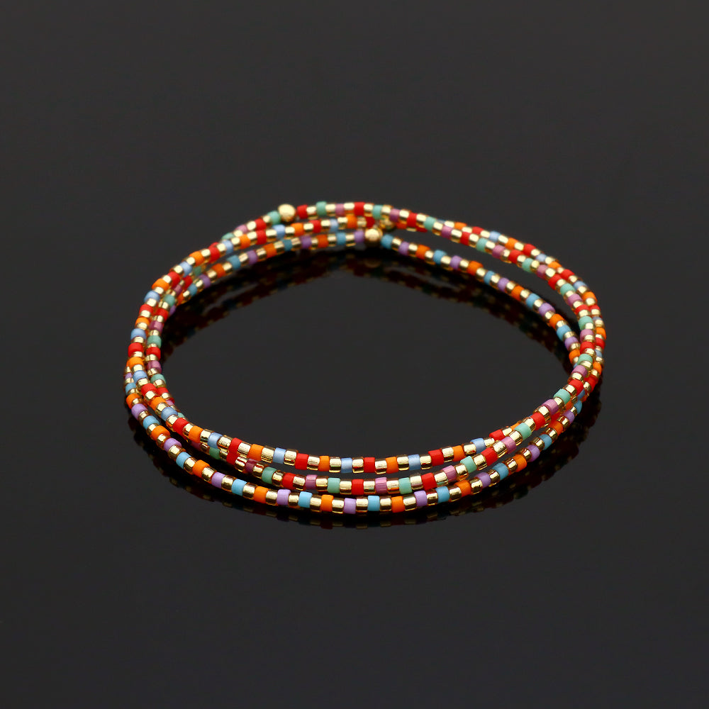 Multi-colour Miyuki Beads Elastic Adjustable Bracelet