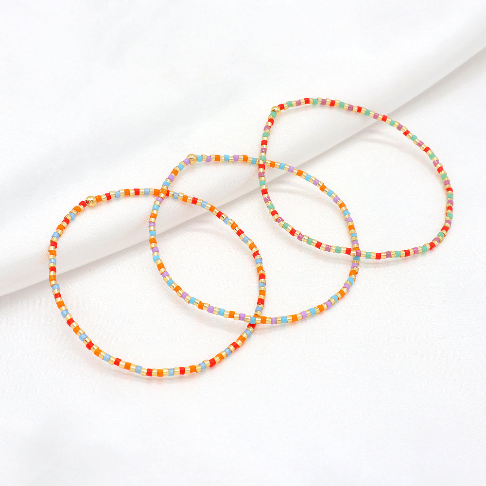 Multi-colour Miyuki Beads Elastic Adjustable Bracelet