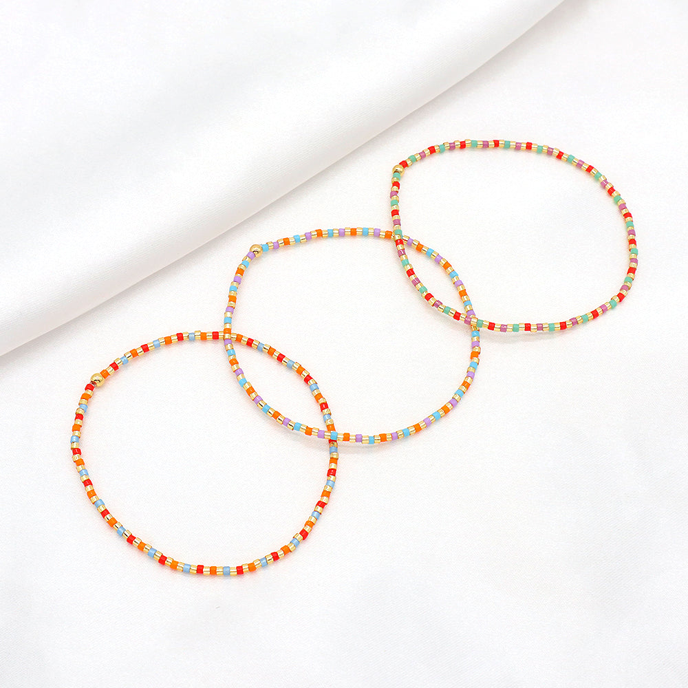 Multi-colour Miyuki Beads Elastic Adjustable Bracelet