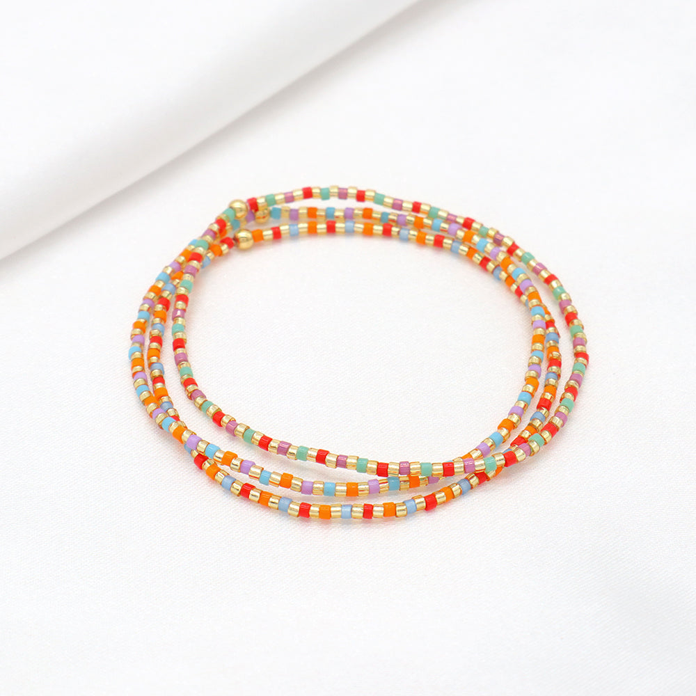 Multi-colour Miyuki Beads Elastic Adjustable Bracelet