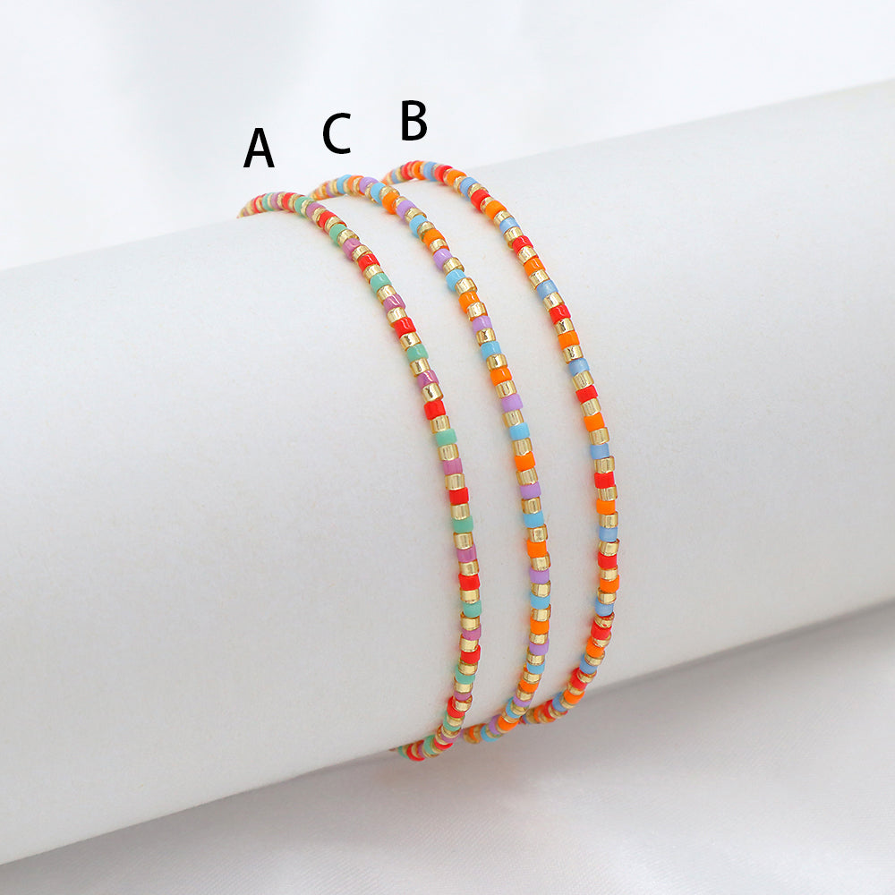 Multi-colour Miyuki Beads Elastic Adjustable Bracelet