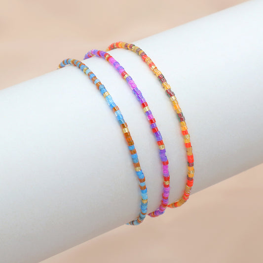 Multi-colour Miyuki Beads Elastic Adjustable Bracelet