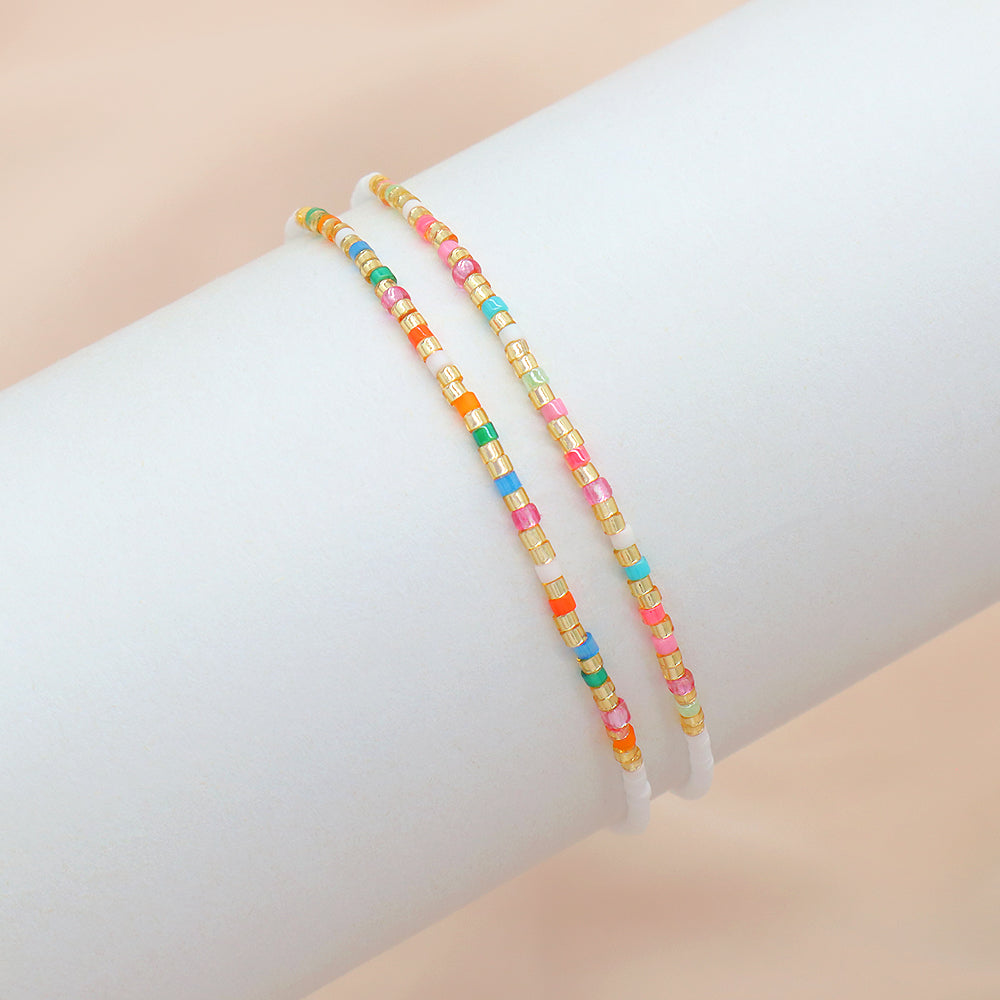 Multi-colour Miyuki Beads Elastic Adjustable Bracelet