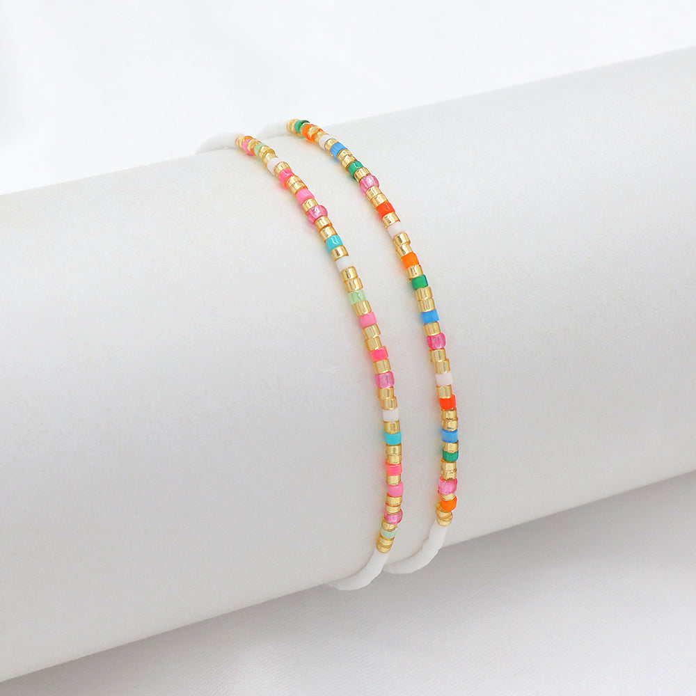 Multi-colour Miyuki Beads Elastic Adjustable Bracelet