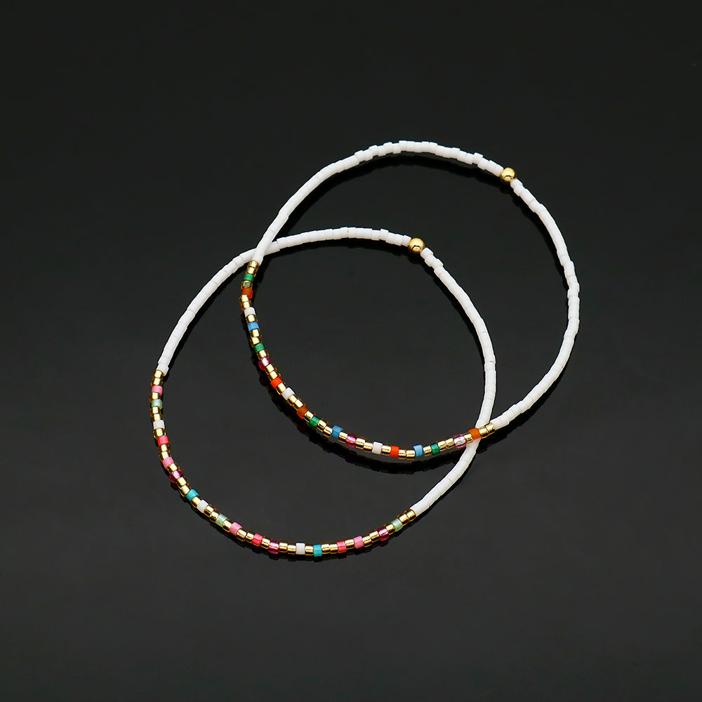 Multi-colour Miyuki Beads Elastic Adjustable Bracelet