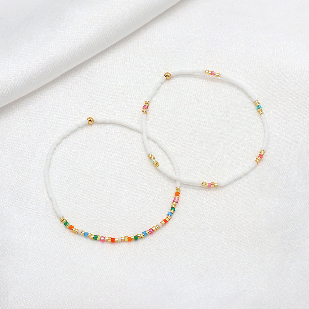 Multi-colour Miyuki Beads Elastic Adjustable Bracelet