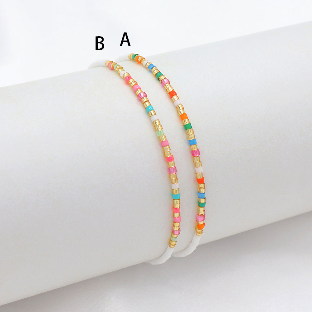 Multi-colour Miyuki Beads Elastic Adjustable Bracelet