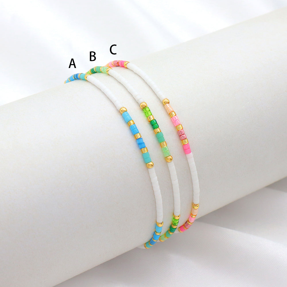 Multi-colour Miyuki Beads Elastic Adjustable Bracelet