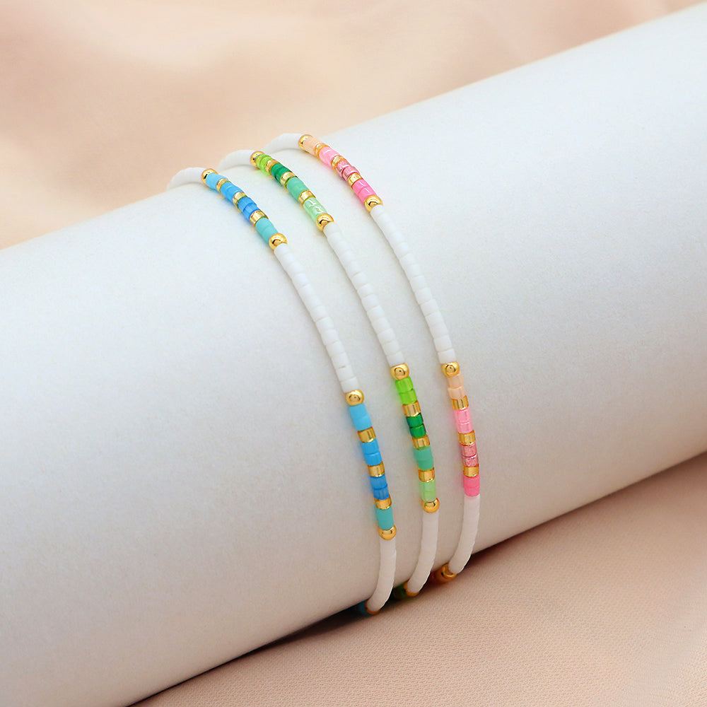 Multi-colour Miyuki Beads Elastic Adjustable Bracelet