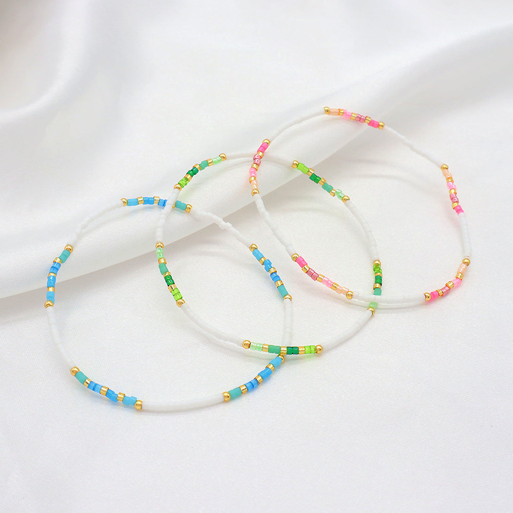 Multi-colour Miyuki Beads Elastic Adjustable Bracelet