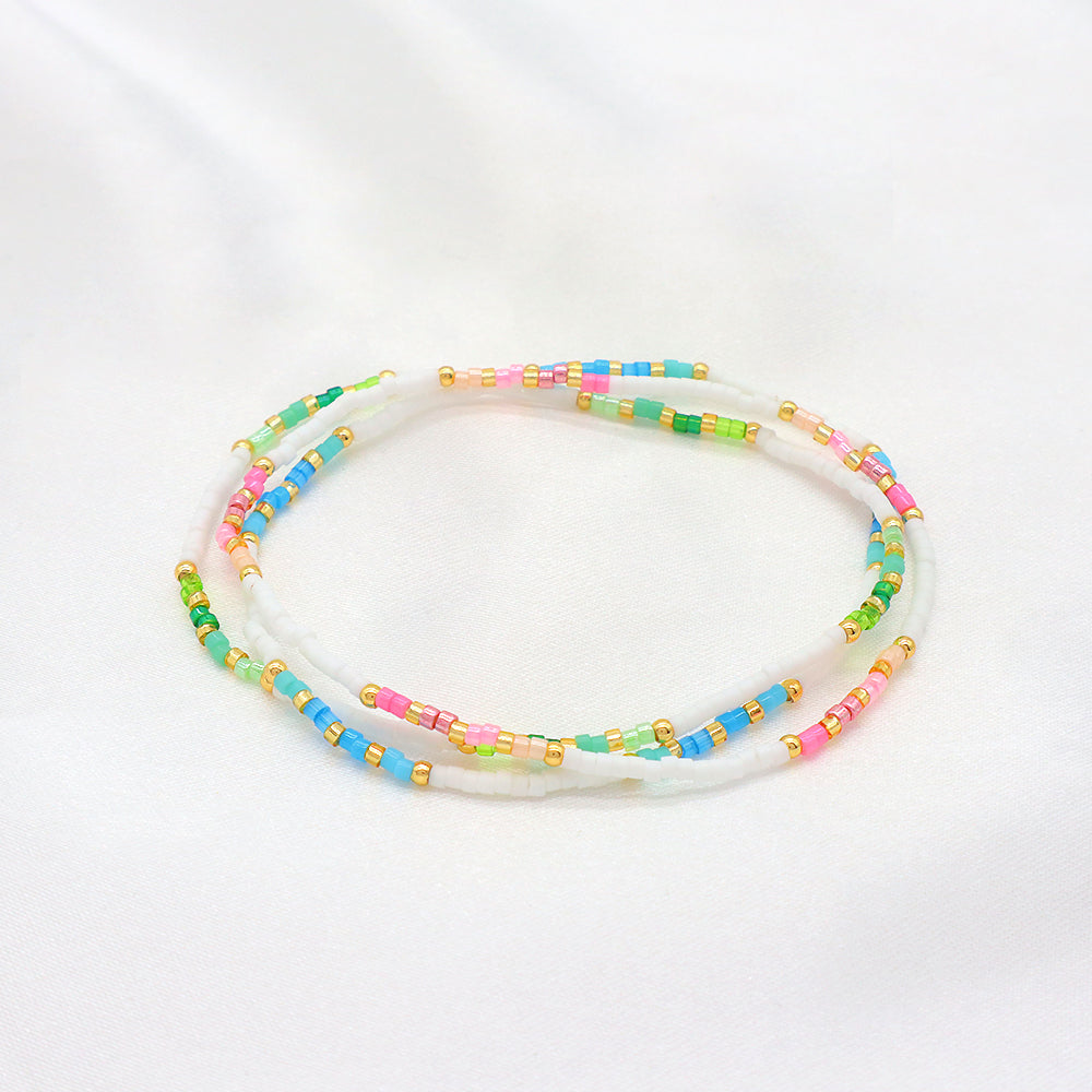 Multi-colour Miyuki Beads Elastic Adjustable Bracelet