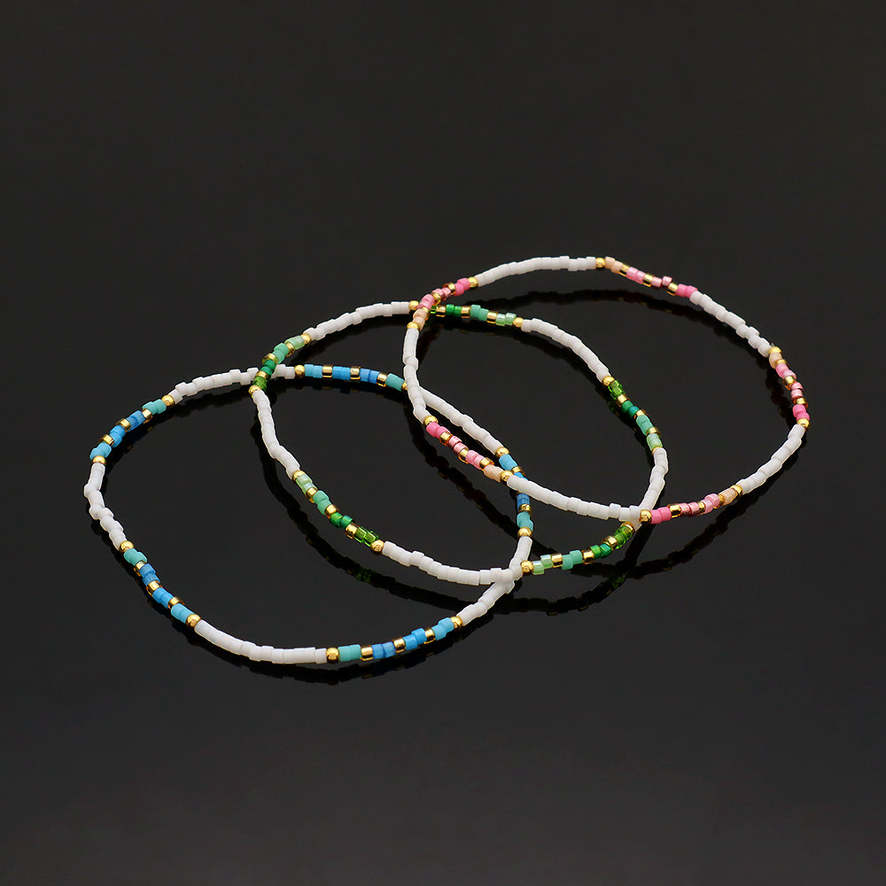 Multi-colour Miyuki Beads Elastic Adjustable Bracelet