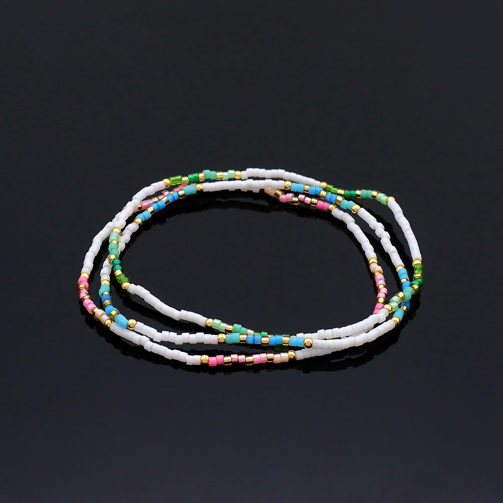 Multi-colour Miyuki Beads Elastic Adjustable Bracelet