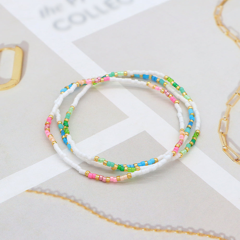 Multi-colour Miyuki Beads Elastic Adjustable Bracelet