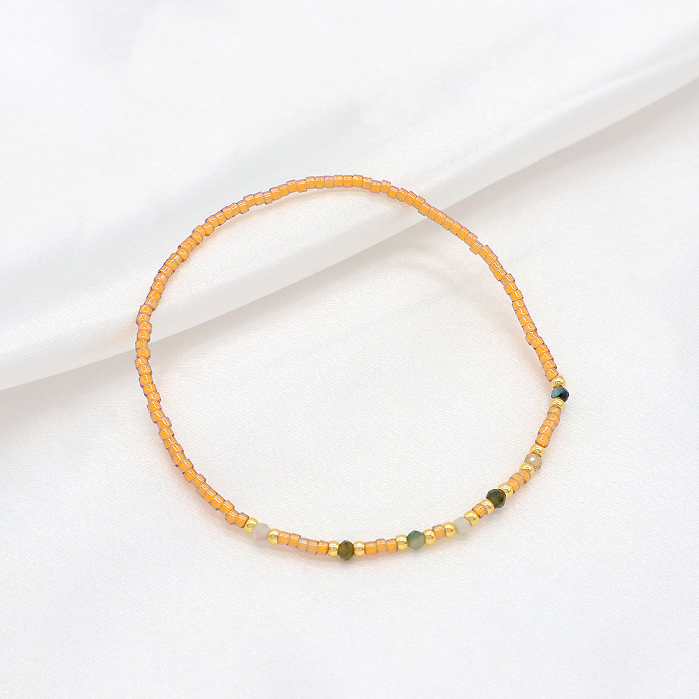 Custom Miyuki Beads Natural Stone Handmade Elastic Bracelet