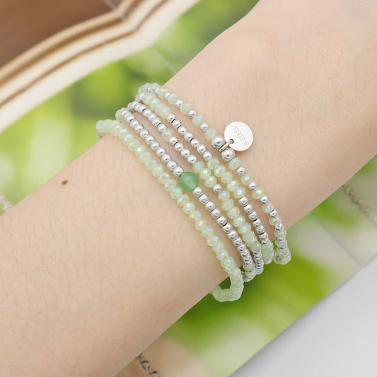 Wholesale Custom Fashion Women Girls Kids Jewelry Green Glass Crystal Bracelet Charms Beads Bracelets Set