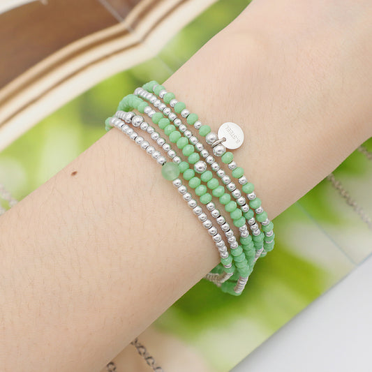 Jewelry Set Custom Wholesale Trendy Woman Handmade Green Glass Crystal Bracelet Bangle Charms Beads Bracelets Set