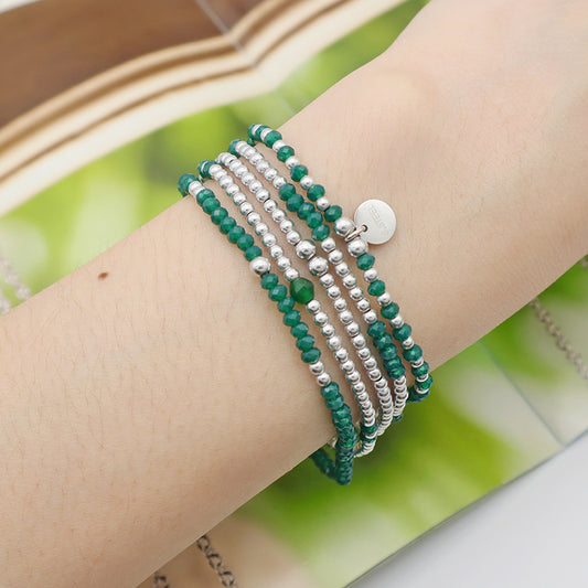 Fashion Handmade Beaded Bracelets Wholesale Woman Custom Jewelry Set Green Glass Crystal Charm Bracelet