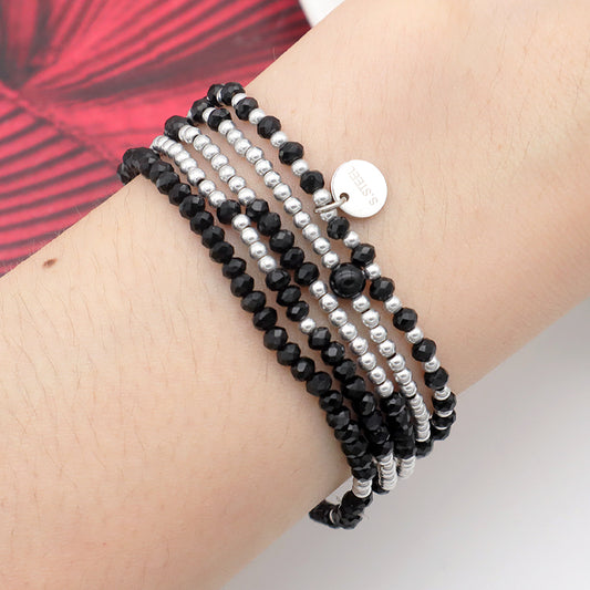 Summer Girls Wholesale Trendy Black Glass Crystal Custom Bracelets Jewelry Set Handmade Beads Charms Bracelets