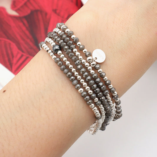 Oem Wholesale Summer Girl Kid Grey Handmade Glass Crystal Jewelry Beaded Bracelet Charm