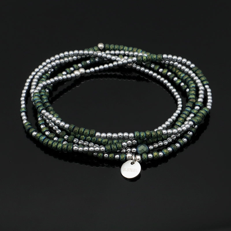 Hot Selling Wholesale Fashion Custom Green Beads Jewelry Handmade Natural Stone Charms Men Bracelets Bangles Set