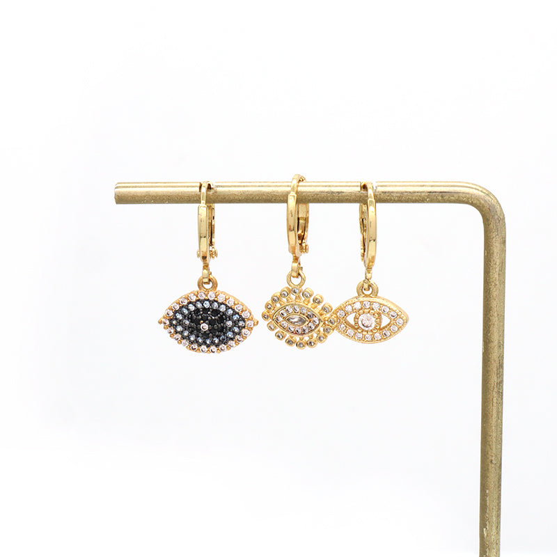 Fashionable Wholesale Factory Custom Women Jewelry Dangle Earring Hoop CZ Gold Plated Evil Eyes Hoop Earrings For Gift