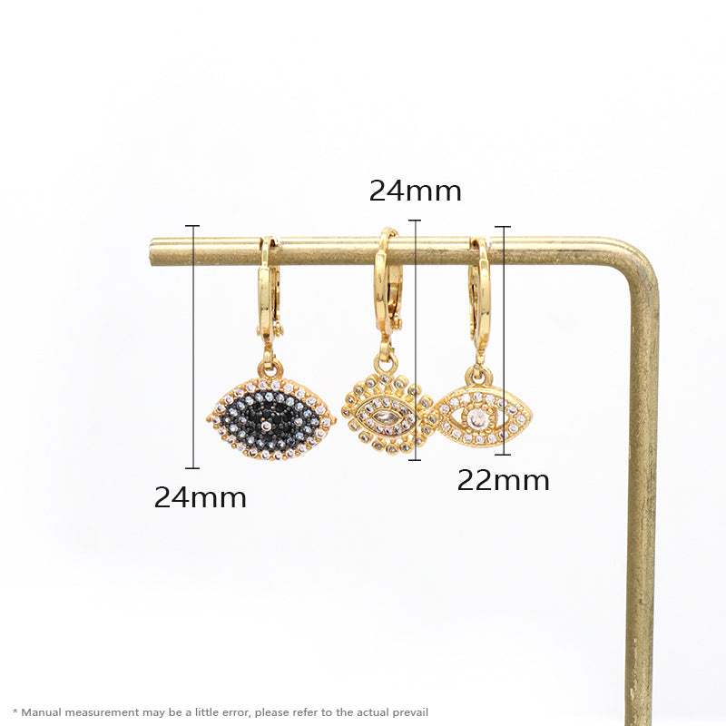 Fashionable Wholesale Factory Custom Women Jewelry Dangle Earring Hoop CZ Gold Plated Evil Eyes Hoop Earrings For Gift