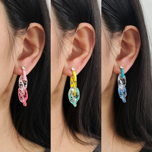 Newest Wholesale Custom Fashion Blue Red Green Earrings Jewelry Gift Gold Plated Colorful Acrylic Drop Earring For Women Girl