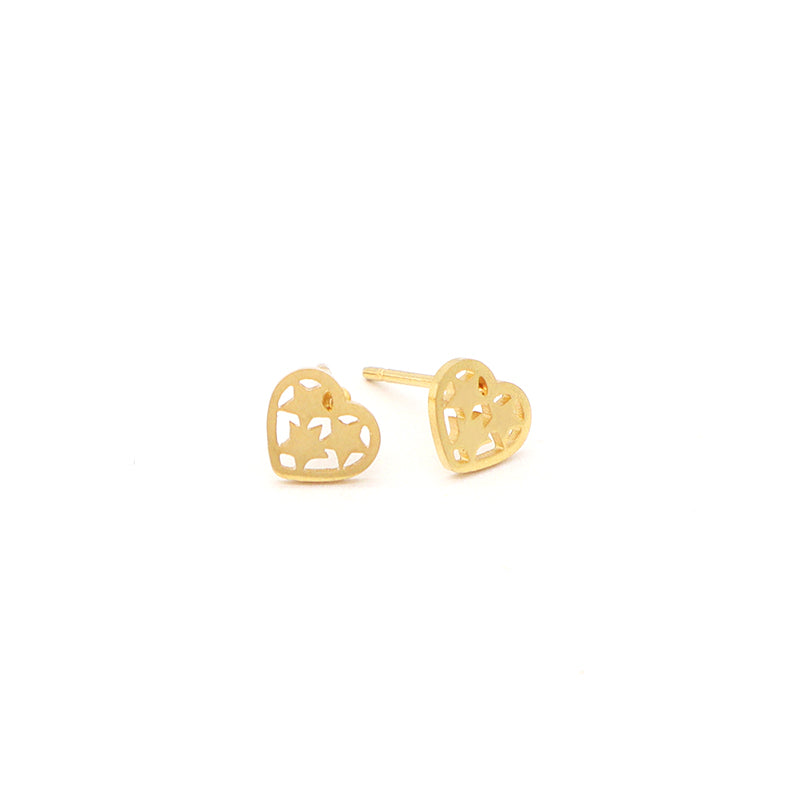 Wholesale Custom Factory Fashion Gift Heart Earring Jewelry Gold Plated Stainless Steel Heart Star Stud Earrings For Women Girl