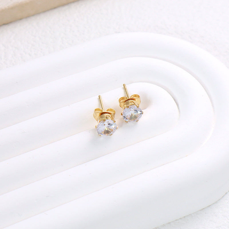 Classic Custom Wholesale Trendy Earring Stud Jewelry Gift Gold Plated Stainless Steel Glass Crystal Stud Earrings For Women