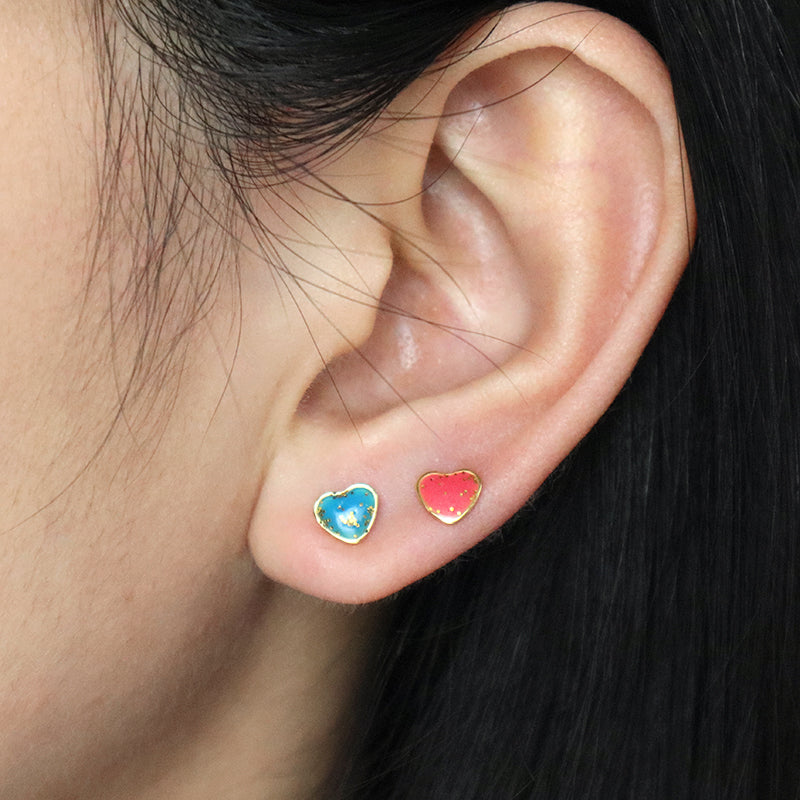 Heart Shape Earrings Stud Jewelry Custom Wholesale Gold Plated Stainless Steel Enamel Love Heart Stud Earrings For Women Gift