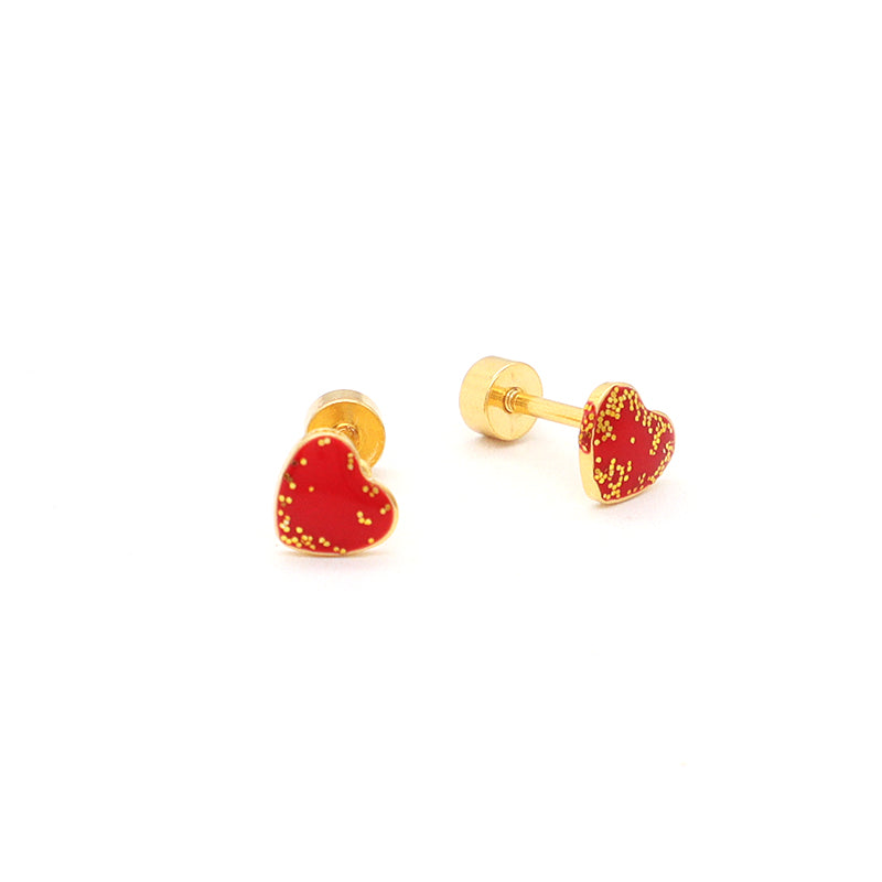 Heart Shape Earrings Stud Jewelry Custom Wholesale Gold Plated Stainless Steel Enamel Love Heart Stud Earrings For Women Gift