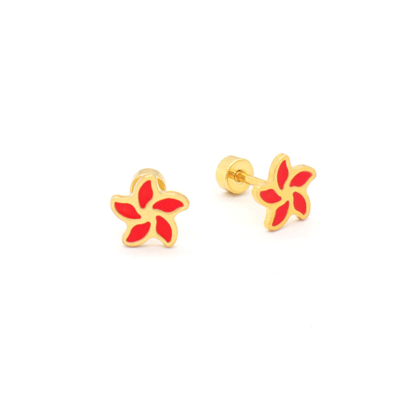 Fashionable Custom Wholesale Flower Earrings Stud Jewelry Women Gift Gold Plated Enamel Flower Stainless Steel Stud Earrings