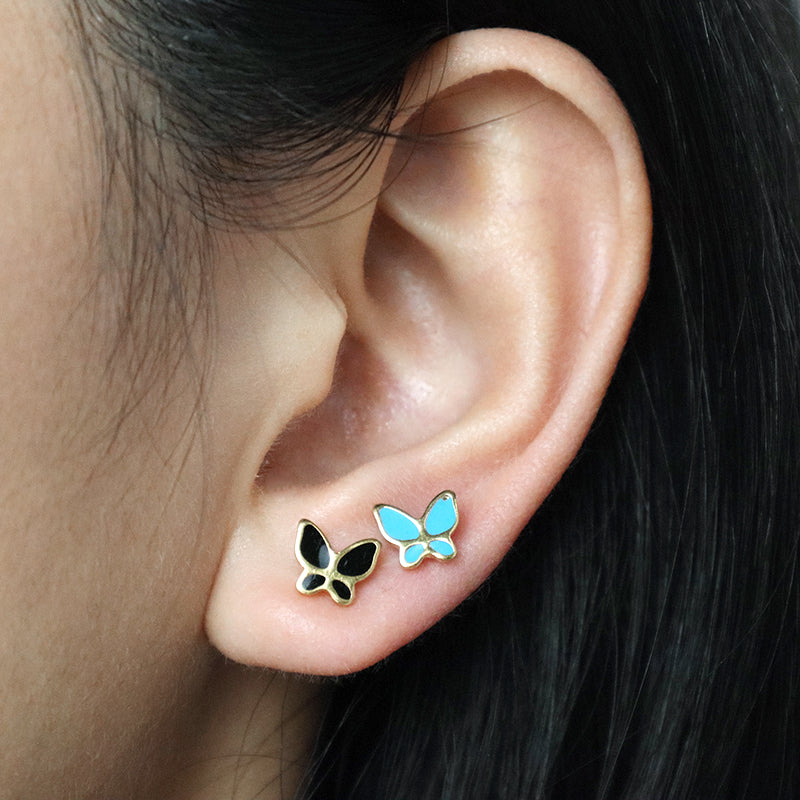 Custom Fashion Wholesale Butterfly Earring Stud Jewelry Gift Gold Plated Stainless Steel Butterfly Stud Earrings For Women