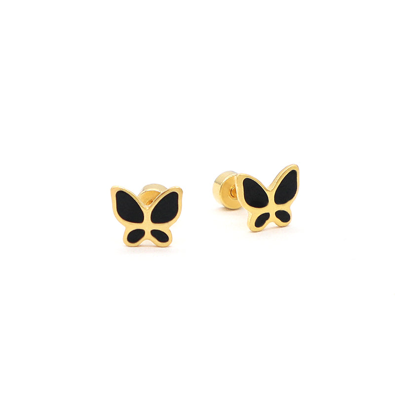 Custom Fashion Wholesale Butterfly Earring Stud Jewelry Gift Gold Plated Stainless Steel Butterfly Stud Earrings For Women