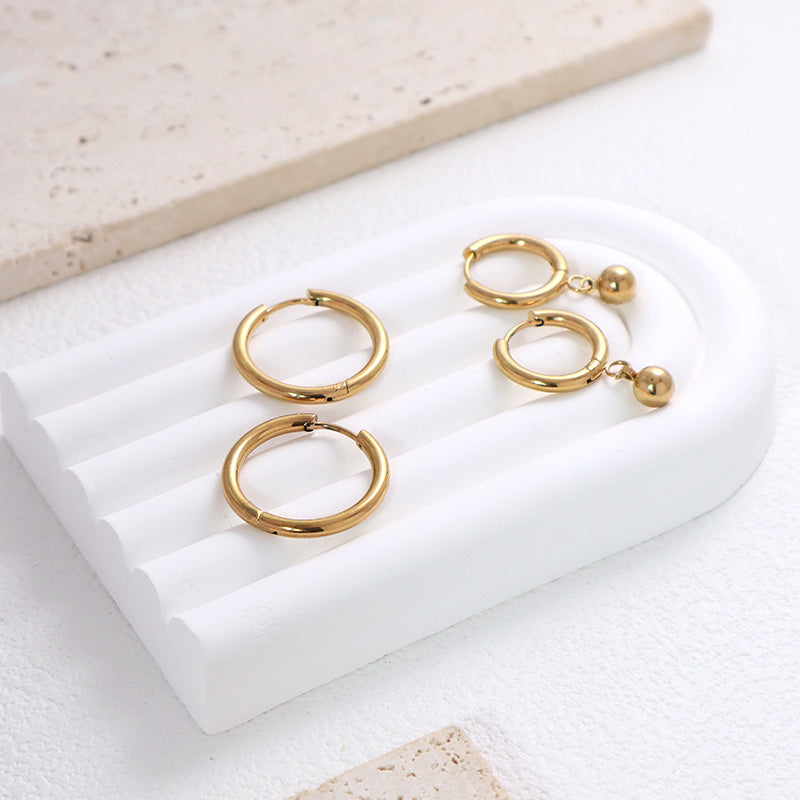 Newest Fashion Huggie Hoop Earring Women Gift Jewelry Wholesale Factory Custom Gold Plated Stainless Steel Hoop Earrings