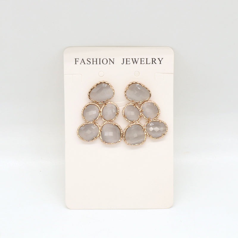 Hot Selling Custom Blue Green Pink Grey Black Earrings Stud Jewelry Women Gold Plated Grape Shape Healing Natural Stone Earrings