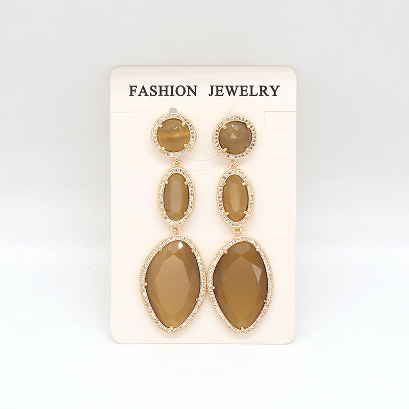Colorful Customized Wholesale Women Gift Stone Earrings Stud Jewelry Gold Plated Healing Natural Stone Dangle Drop Earring