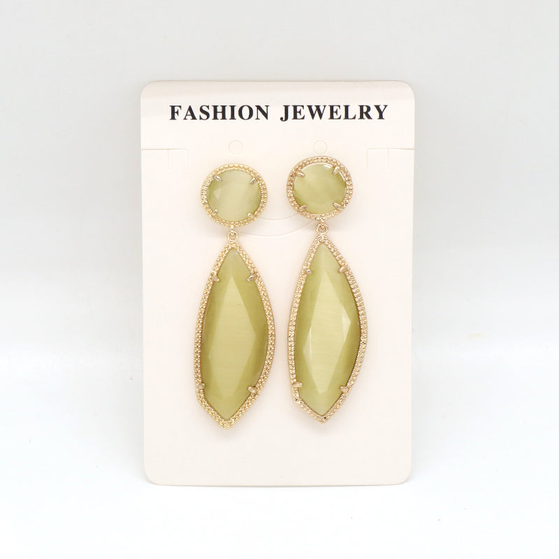Customized Wholesale Colorful Green Blue Earrings Stud Jewelry Women Gift Gold Plated Dangle Drop Healing Natural Stone Earring