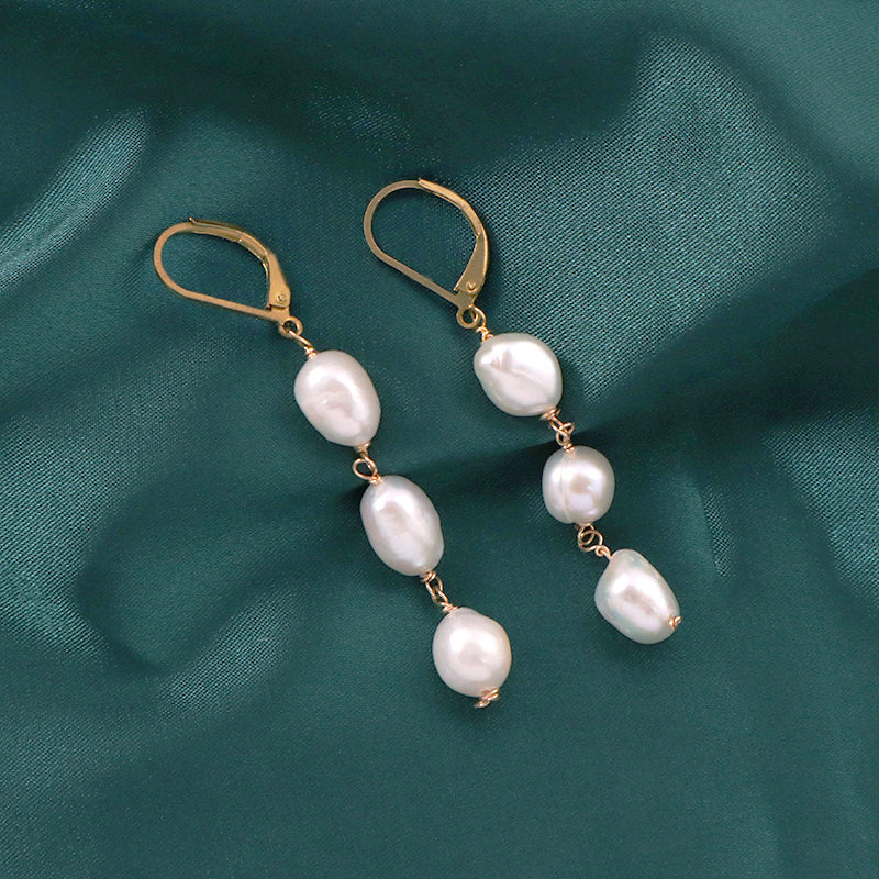 Wholesale Newest Manufacture Factory Customized Pearl Dangle Women Gift Jewelry Gold Plated Pearl Drop Earrings For Gift