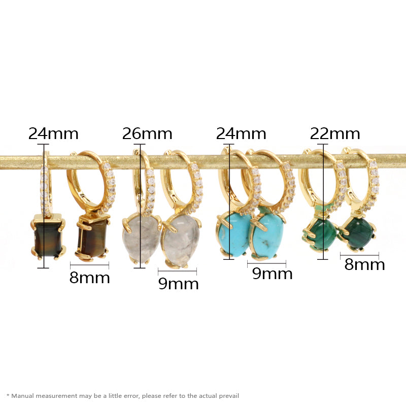 Wholesale Various Custom China Factory Dangle Earrings Gold Plated Natural Stone Hoop Earrings For Women Gift Jewelry