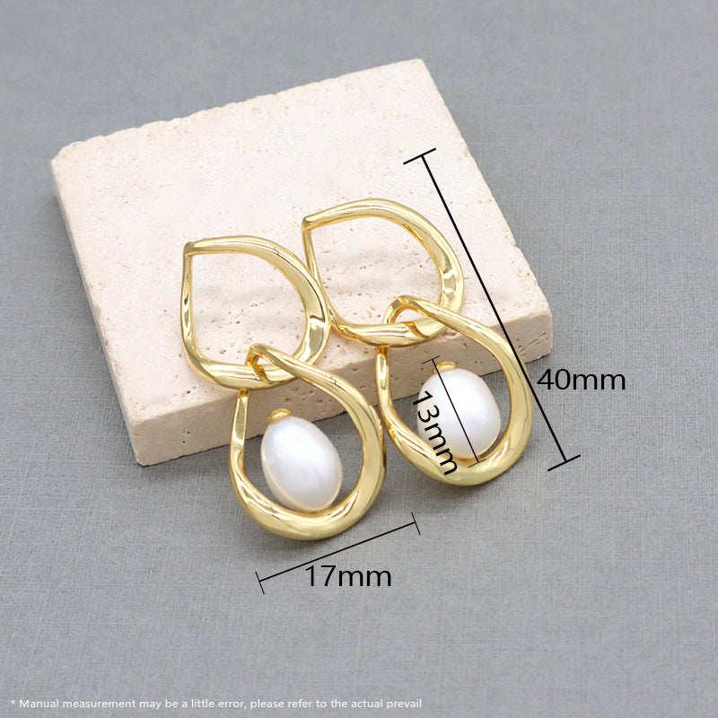 Wholesale Various Custom Factory Dangle Earrings Gift Jewelry Gold Plated Natural Fresh Water Pearl Hoop Earrings For Women
