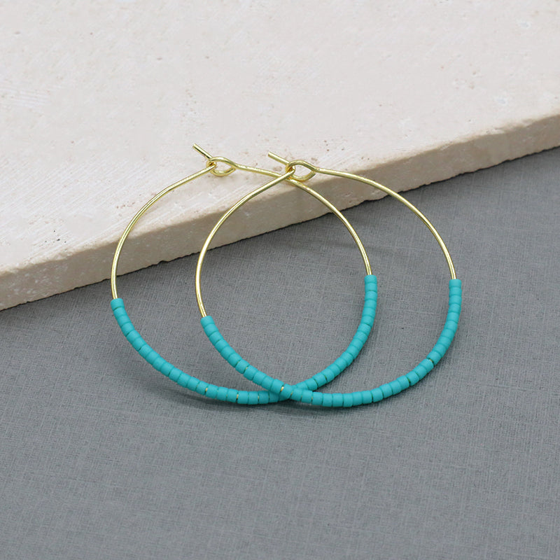 Handmade Wholesale Custom China Factory Hoop Earrings Women Gift Jewelry Gold Plated Miyuki Beads Earrings